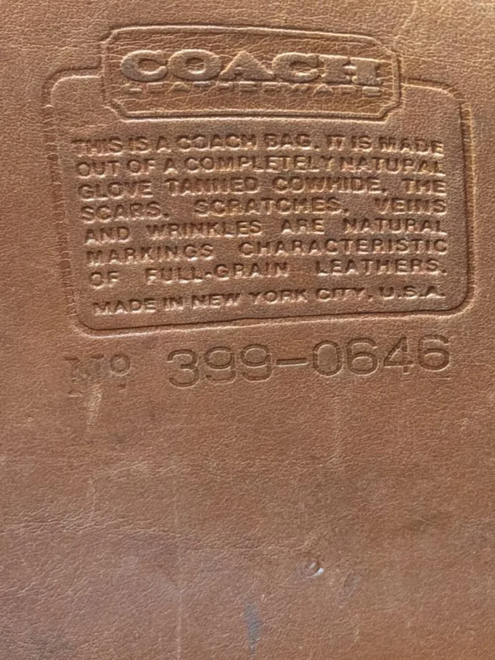 1970/80s Coach Glove Tanned British Tan Marketing Tote Bag NYC 399-0645 w/FLAWS - Picture 7 of 15